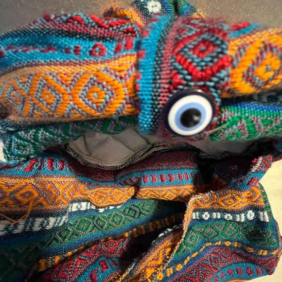 Colorful Knit Handmade Turkish Hat with with Scarf and Evil Eye 🧿 at front - Picture 7 of 10